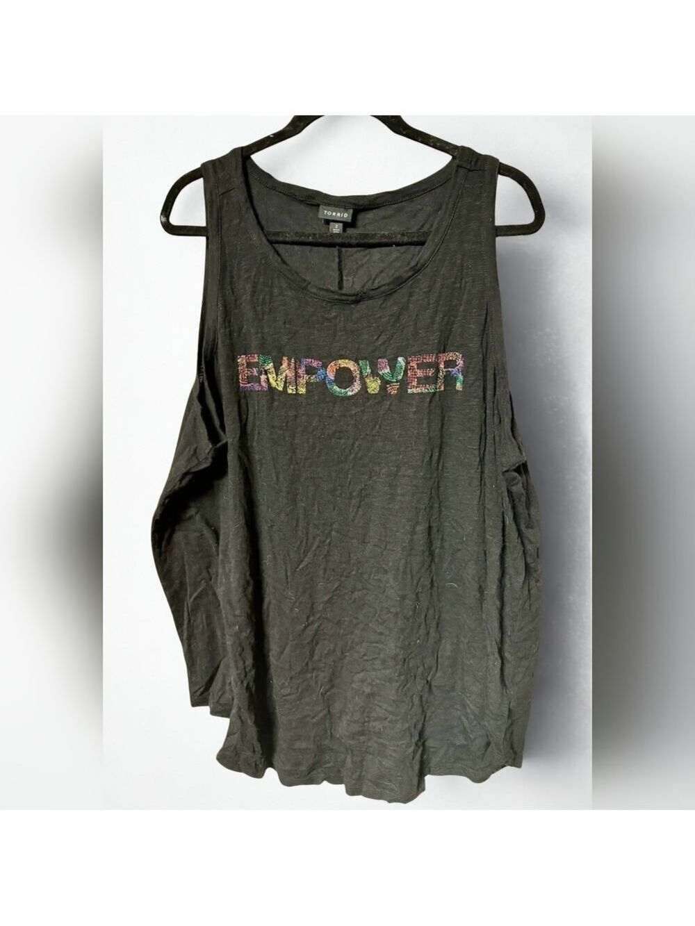 Torrid Black Empower Graphic Tank Top - Size 3X